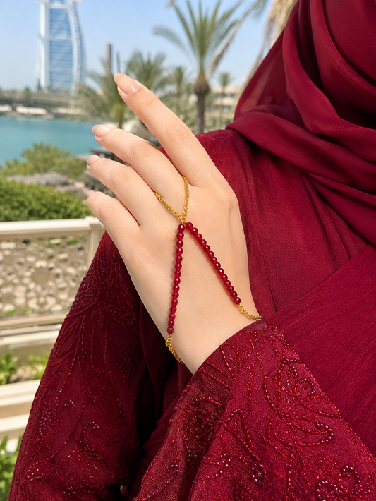 The Juliet Red Finger Ring Chain Bracelet
