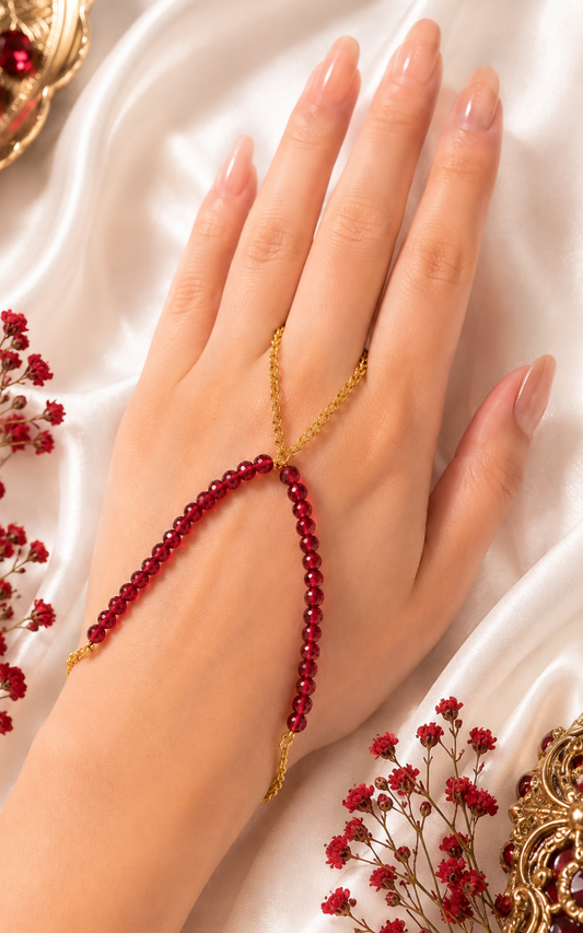 The Juliet Red Finger Ring Chain Bracelet
