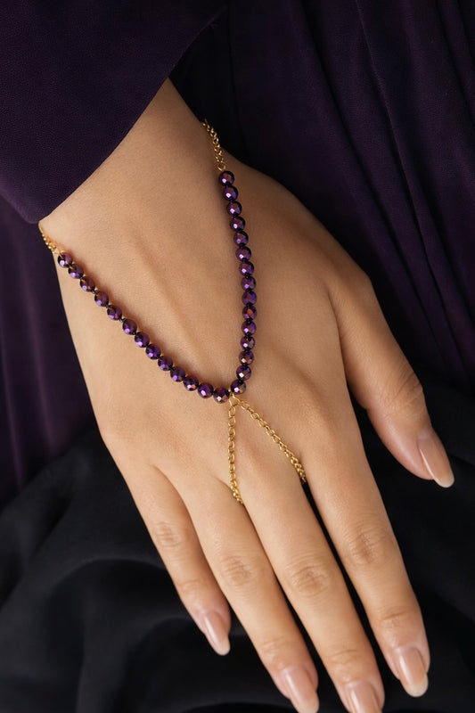 The Sienna Purple Finger Ring Chain Bracelet