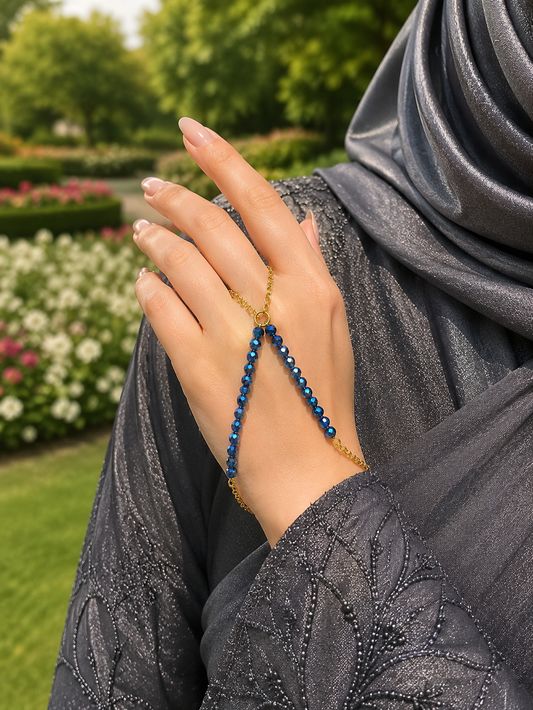 The Talia Blue Finger Ring Chain Bracelet