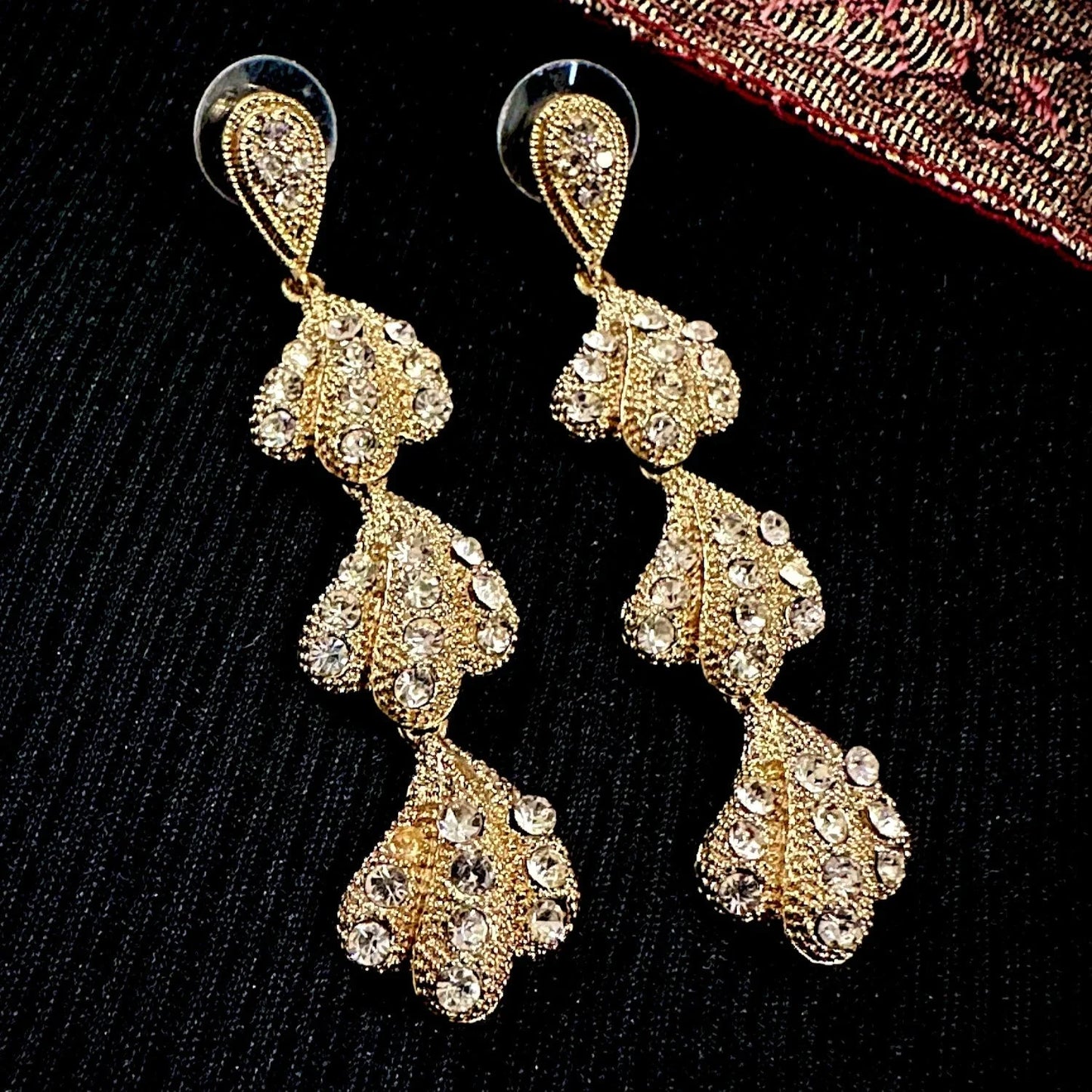 Gold Petals Drop Earrings